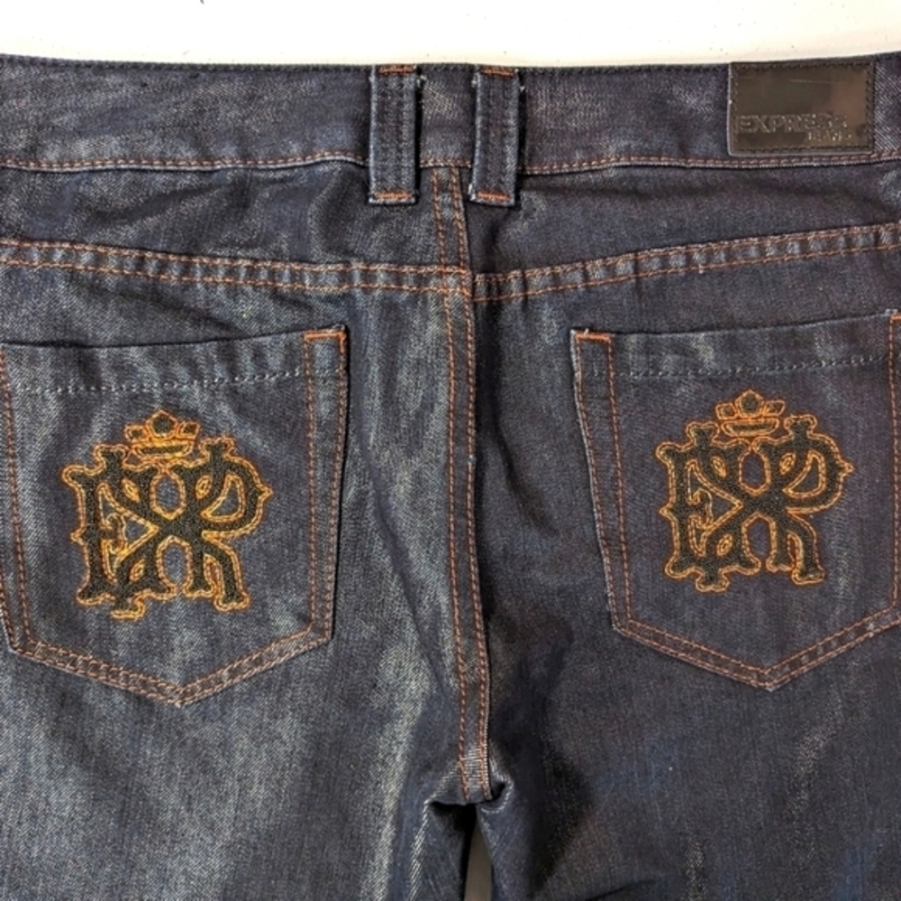 Express Wax Jeans Stella Boot Cut Leg Size 10‎ Dark Premium Denim Sheen Like New